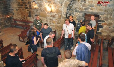 وفد روسي أورثوذكسي يزور كنيسة حنانيا والجامع الأموي في دمشق